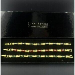 Joan Rivers Bracelet Set 3 Red Green Blue Gold Plate Enamel X Pattern Tennis Box